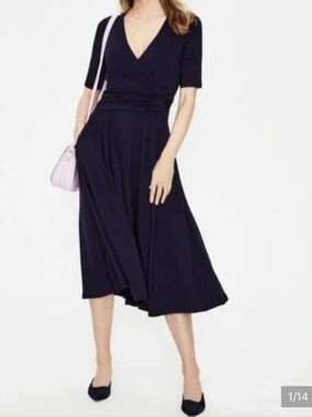 Boden Navy Wrap-Front Maxi Dress...SIZE:6R